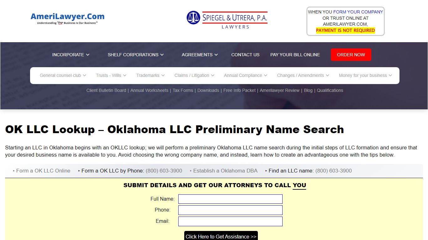 Oklahoma LLC Lookup Search: Start LLC with FREE Legal Advice